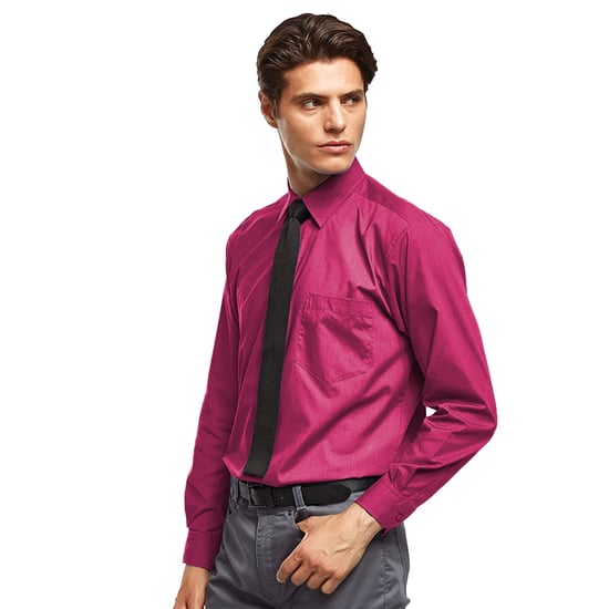 Premier Heren Premier Poplin Formeel Overhemd Met Lange Mouwen (Heet Roze) - Image 2