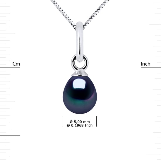 Hanger Zoetwater Pearl 5-6mm Black Pear 18K White Gold Geleverd met ketting - Image 3