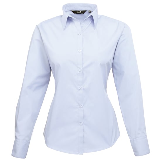 Premier Dames/Dames Popeline Blouse met Lange Mouwen (Lichtblauw) - Image 1