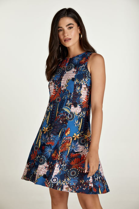 Navy Flora Print Cloche Dress - Image 4