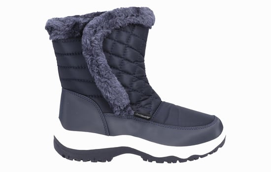 Cotswold Butterrow Textiel Dames Marineblauwe Winterlaarzen Halverwege De Kuit - Image 1