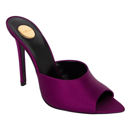 Saint Laurent Goldie Mules In Satijn Crepe Paars - Image 1