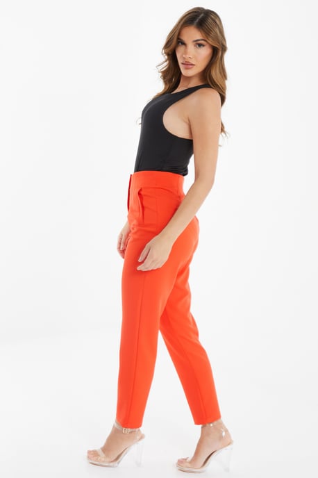 Orange High Waist Tailored Trousers