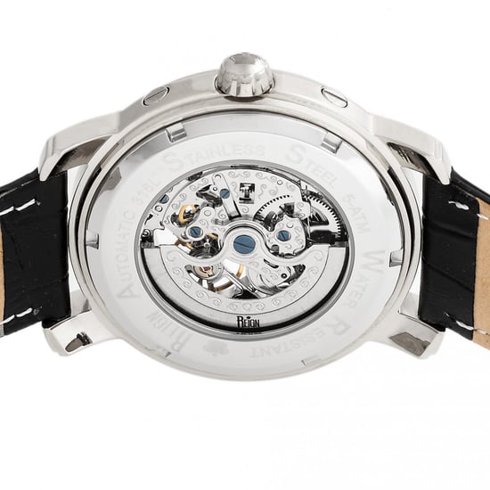 Reign Kahn Automatic Skeleton Leather-Band Watch