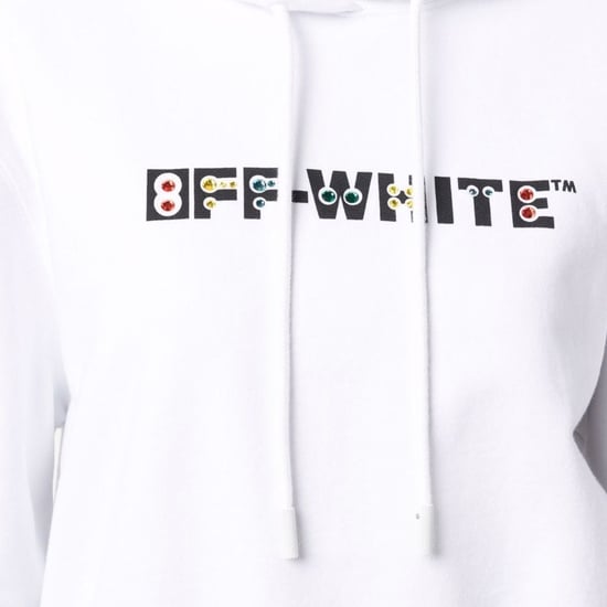 Off-White Geometric Logo Cropped White Hoodie