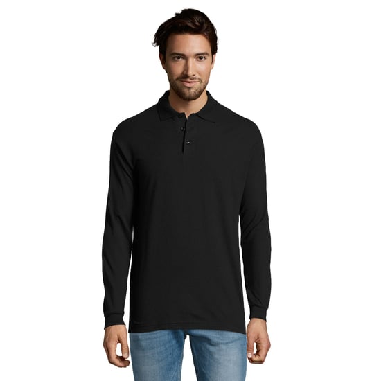 SOLS Heren Ster Poloshirt met Lange Mouwen (Zwart) - Image 1