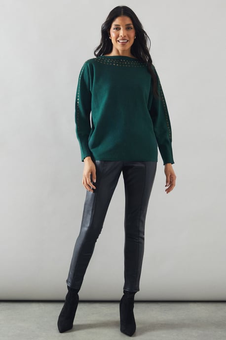 Stud Detail Boat Neck Jumper