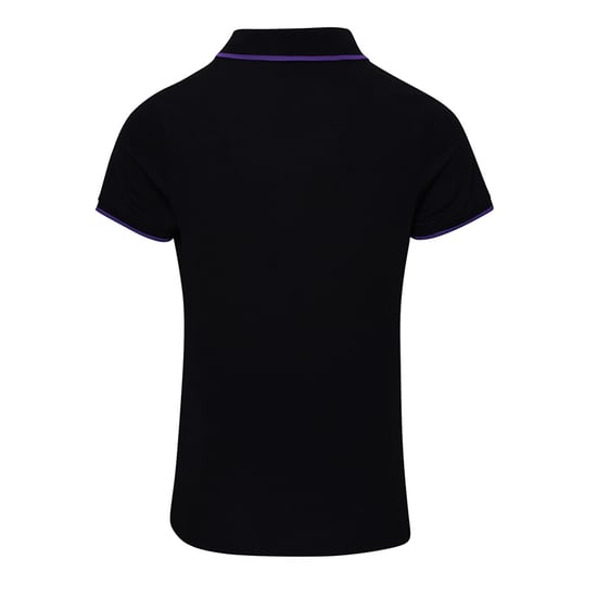 Premier Dames/dames Contrast Coolchecker Poloshirt (Zwart/Paars) - Image 2