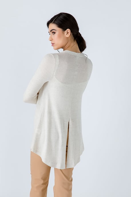 Sand Open Front Linen Cardigan