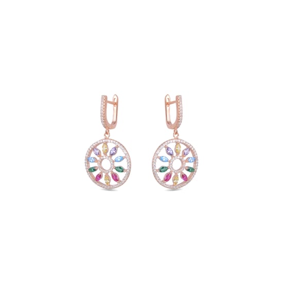 Luxenter oorbellen met catalaanse mobel sluiting gemaakt van 925 sterling zilver en veelkleurige zirkonia met 18kt roségoud vergulde afwerking - Image 2