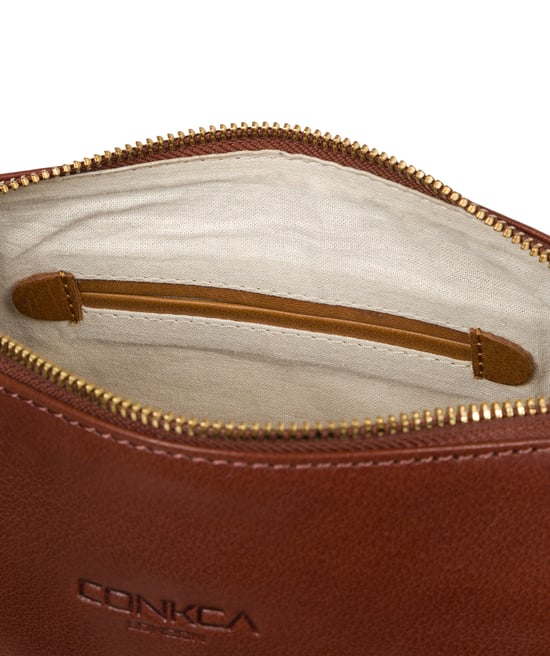 Little Kristin' Dark Tan & Conker Brown Leather Shoulder Bag
