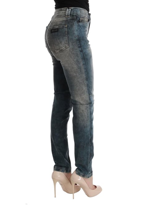 Cavalli Women's Blue Wash Cotton Blend Slim Fit Jeans