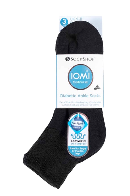 3 paar katoenrijke gewatteerde diabetische voetsokken - Zwart - Image 2