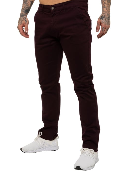 Enzo | Heren Slim Fit Stretch Chino Jeans - Bordeaux - Image 1