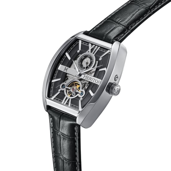 Heritor Automatic Masterson Semi-Skeleton Leather-Band Watch
