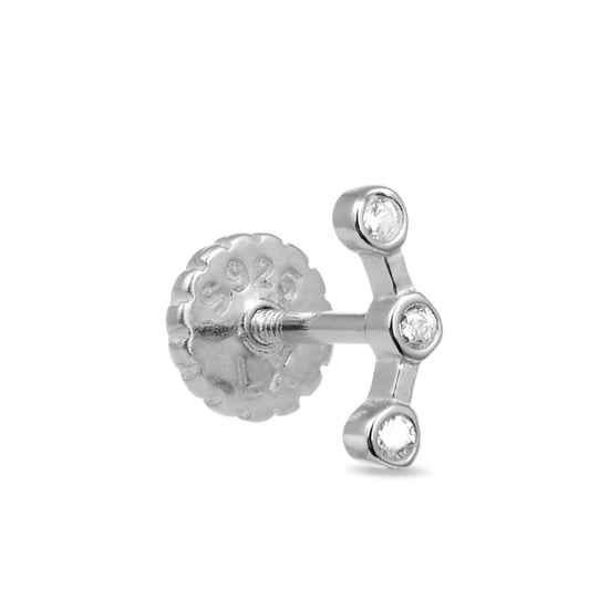 Luxe piercing, 925 sterling zilveren rand en glanzende zirkonia met gerhodineerde afwerking - Image 2