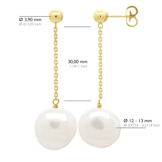 Earrings Real Cultured Freshwater Pearls Baroque 11-12 mm