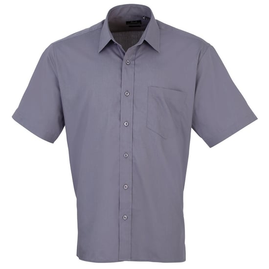 Premier Heren Korte Mouw Formele Poplin Gewoon Werk Shirt (Staal) - Image 1