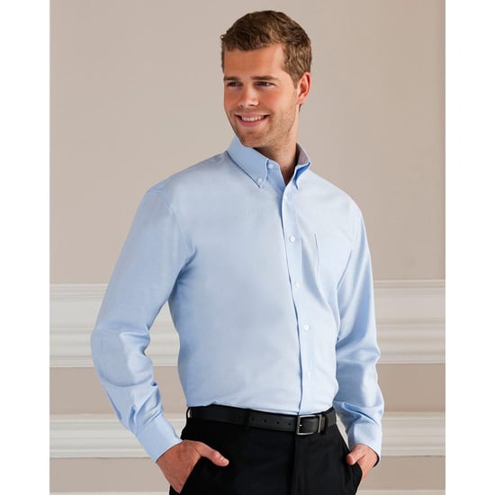 Russell Collectie Heren Lange Mouw Easy Care Oxford Shirt (Oxford Blauw) - Image 3
