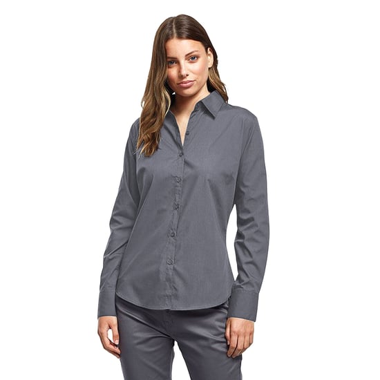 Premier Dames/Dames Popeline Blouse met Lange Mouwen (Staal) - Image 3