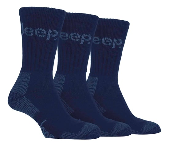 Heren 3 paar Jeep Cushion Sole Hiking werksokken - Marine - Image 1