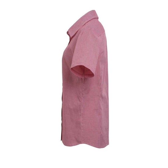 Premier Dames/Dames Micro Gingham geruit katoenen overhemd met korte mouwen (Rood/Wit) - Image 3
