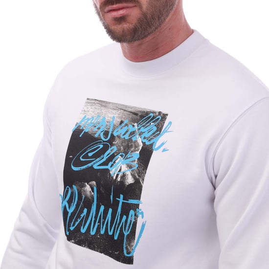 Heren Off White Rocks Type Slim Crewneck Sweatshirt in Wit Zwart - Image 3