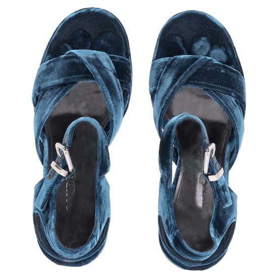 Jil Sander Chunky Sandalenhakken in Blauw Fluweel - Image 4