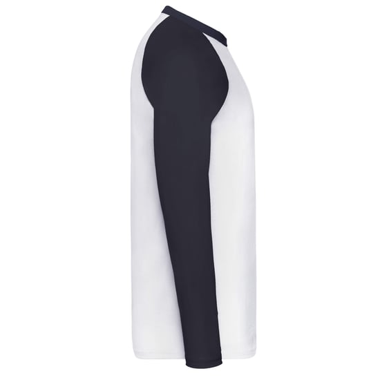 Fruit of the Loom Heren Contrast Honkbal T-shirt met lange mouwen (Witte/diepe marine) - Image 3