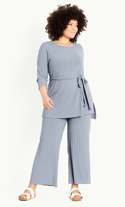 EVANS Women's Ribbed Belted Tunic - blue