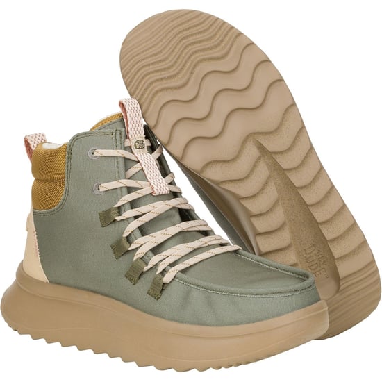 HEYDUDE Wendy Peak Apres PU Coated Canvas Dameslaarzen Olijf - Image 3