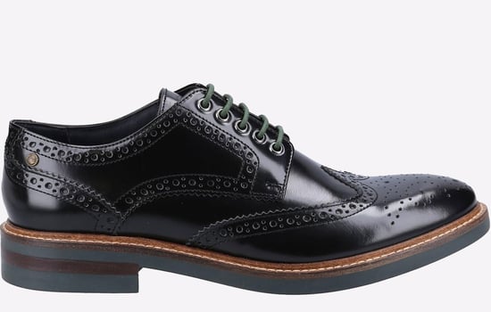 Base London Woburn Leren Heren Zwarte Brogues Schoenen - Image 1