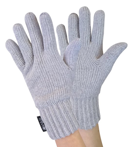 THMO - Dunsulate Chenille Muts & Handschoenen Set voor dames - Grijs - Image 2