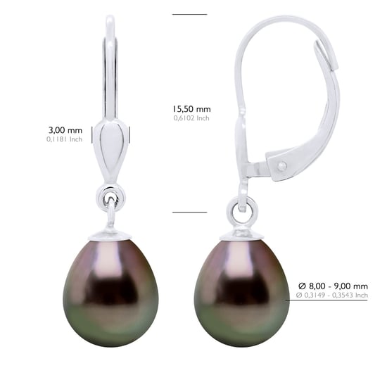 Oorbellen van Zilver 925 en Echte Gekweekte Tahiti-Parels Parel 8-9 mm - Image 2