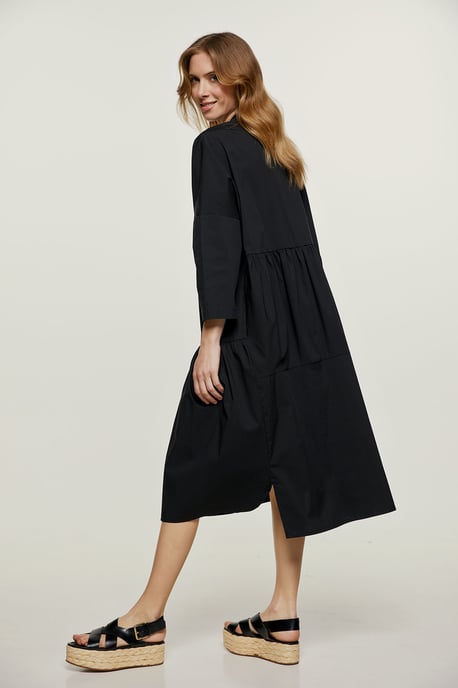 Oversized Black Dress with Buttons