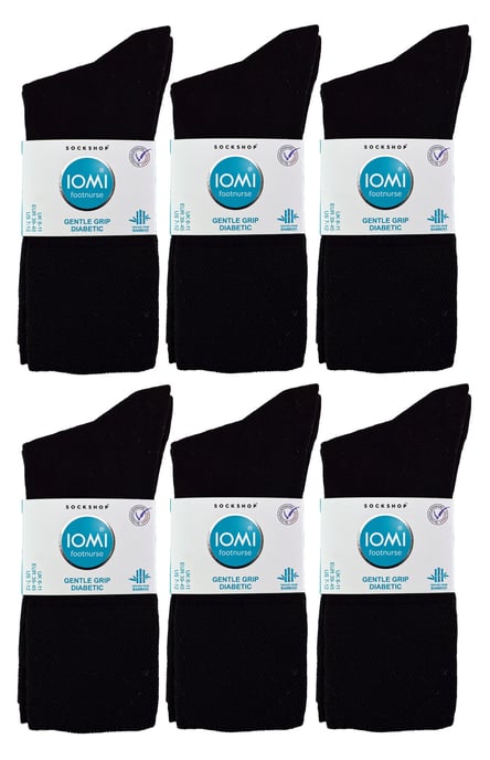 IOMI - 12 stuks naadloze bamboesokken voor diabetischei - Zwart - Image 2