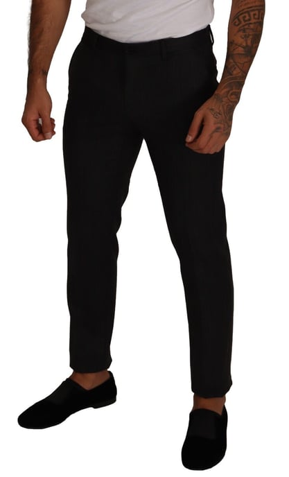 Dolce & Gabbana Heren Grijze Geruite Wol Formele Broek Dress Pants - Image 3