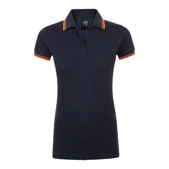 SOLS Dames/Dames Pasadena Poloshirt (Franse marine/Neon Orange) - Image 1