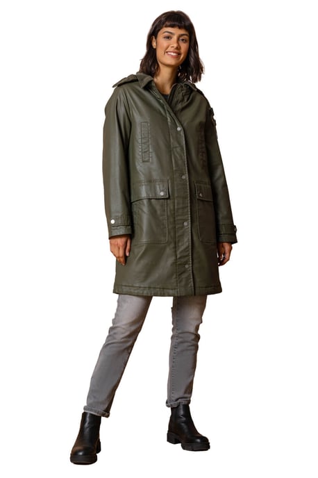 Waxed Longline Hooded Coat - Image 1
