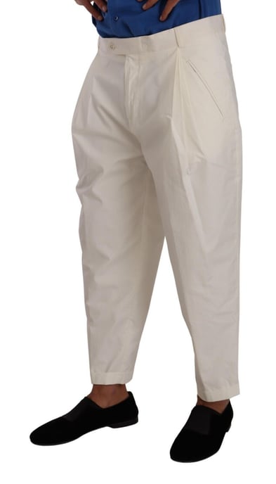 Dolce & Gabbana Witte Katoenen Stretch Dress Pants met Logo-details - Image 2