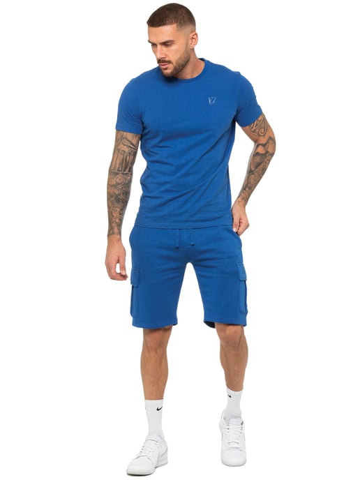 Enzo | Heren T-shirt Trainingspak Met Korte Broek Set - Blauw - Image 2