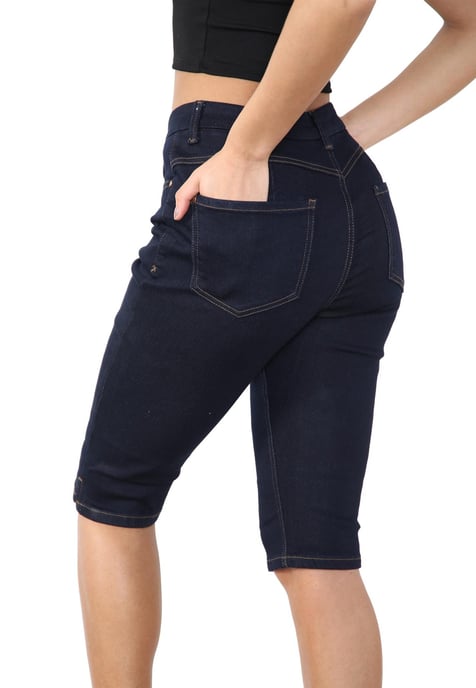 MYT Magic Shaping denim shorts met hoge taille, indigo voor dames - Image 4