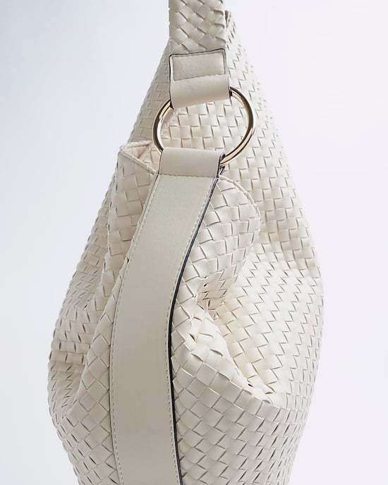 River Island Womens Tote Bag Beige Woven Slouch