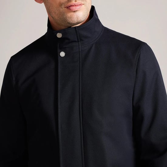 Ted Baker Erolson Mantel met trechterhals in Navy - Image 4