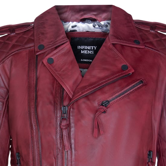 Biker quilted leather Brando motorcycle jacket