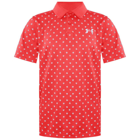 Under Armour Rood/Wit Kinder Poppy Poloshirt met korte mouwen en kraag 1364426 690 - Image 1