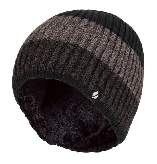 Heat Holders - Thermische gestreepte wintermuts voor heren - Zwart - Image 1