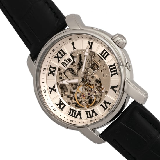 Reign Kahn Automatic Skeleton Leather-Band Watch