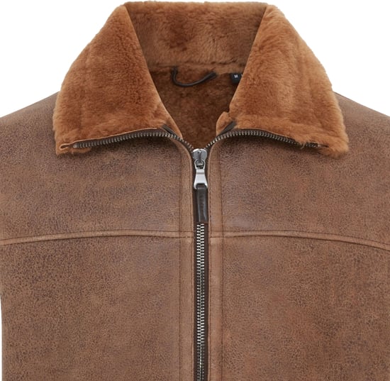 Mens Brown Aviator Shearling Bomber Gilet - Ambler