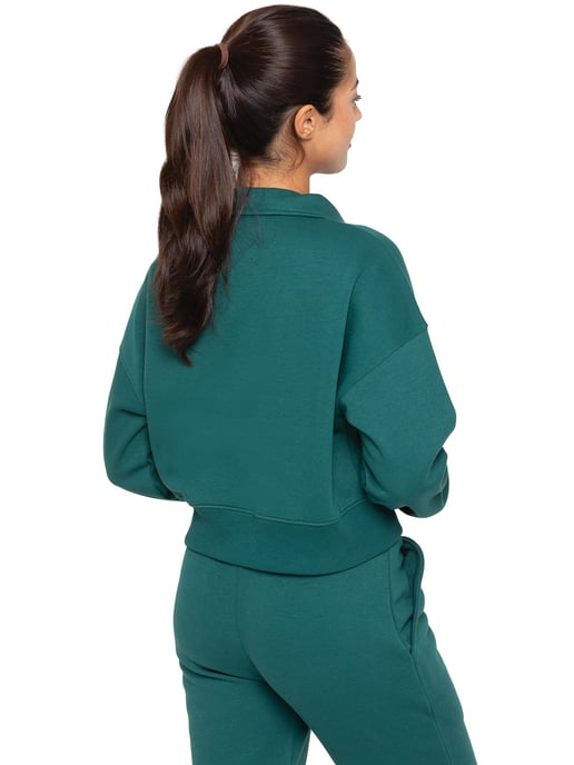 Enzo | Sweatshirt met halve rits voor dames - Bosgroen - Image 2